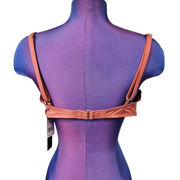 NWT‎ La Blanca Rust Twist Front Bandeau Bikini Top Size 14 Women's Q21 - Picture 5 of 9